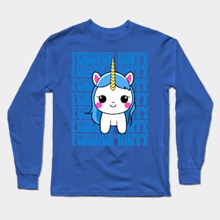 Cute Forever Happy Unicorn Long Sleeve T-Shirt